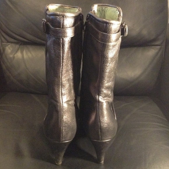 Belle by Sigerson Morrison Women's 7.5B Black Metallic Mid Calf Boots Made Italy - Picture 8 of 15